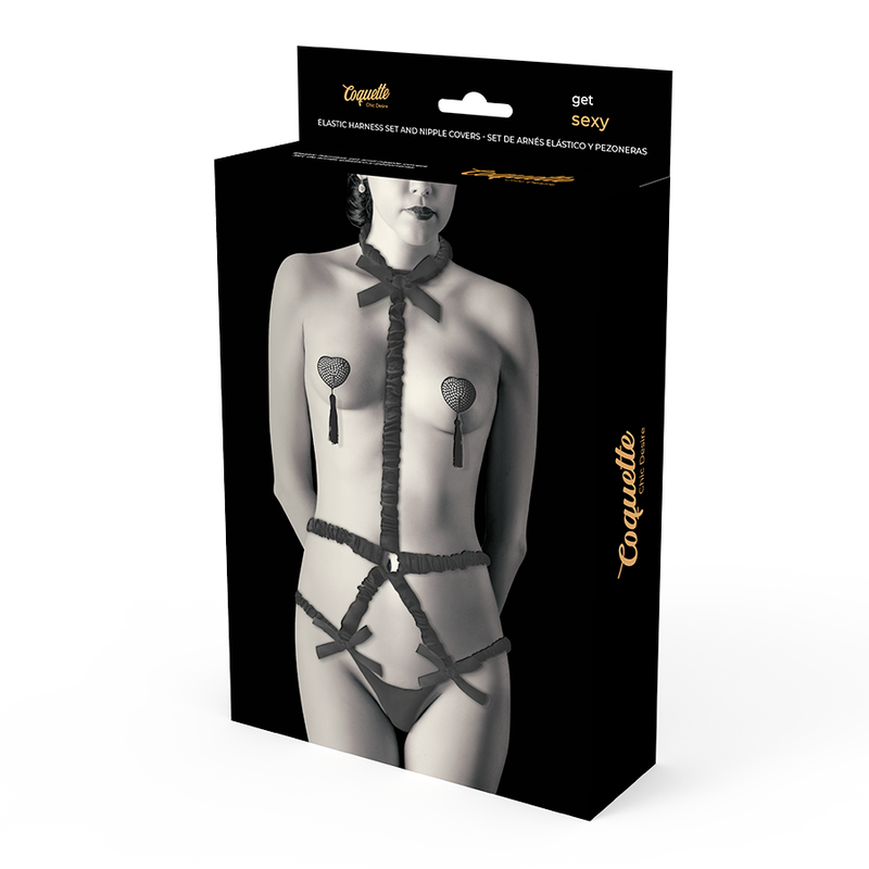 COQUETTE ELASTIC HARNESS SET AND NIPPLE COVERS