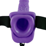 <sale Value="0" /> - FETISH FANTASY SERIES 7" HOLLOW STRAP-ON VIBRATING WITH BALLS 17.8CM PURPLE