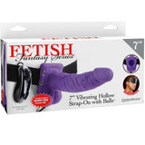 <sale Value="0" /> - FETISH FANTASY SERIES 7" HOLLOW STRAP-ON VIBRATING WITH BALLS 17.8CM PURPLE